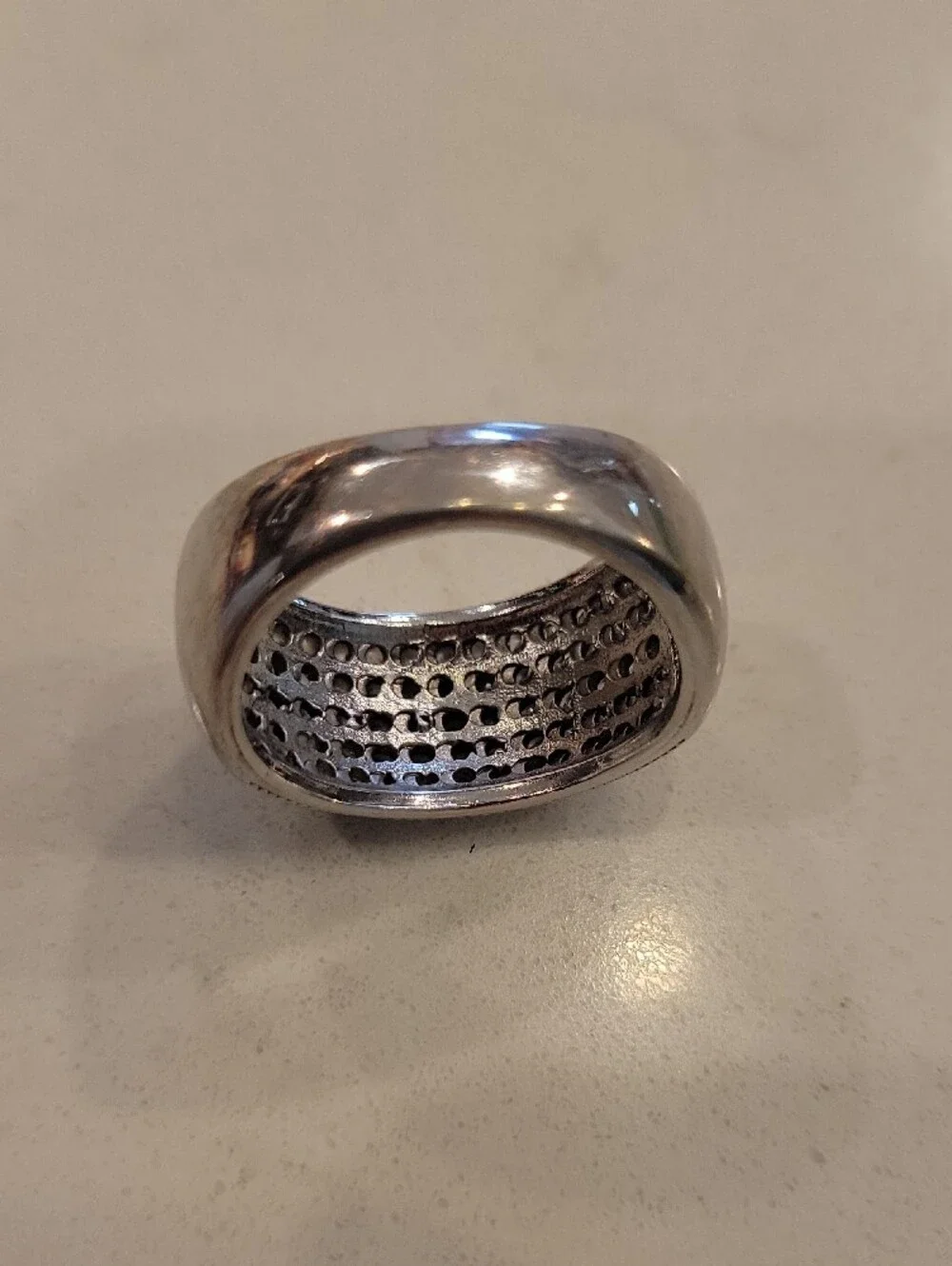 Sterling Silver Pave Dome Ring with Clear Stones - Silver